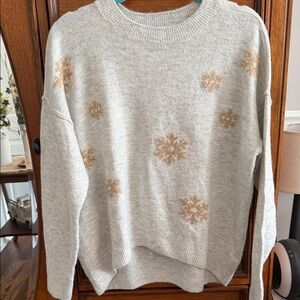 CeCe Cream and Brown Snowflake Sweater